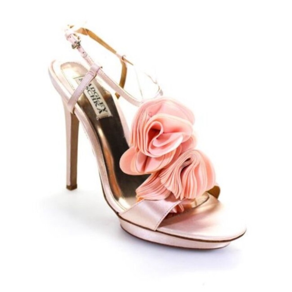 Badgley Mischka Floral Rose Silk Platform Heels
